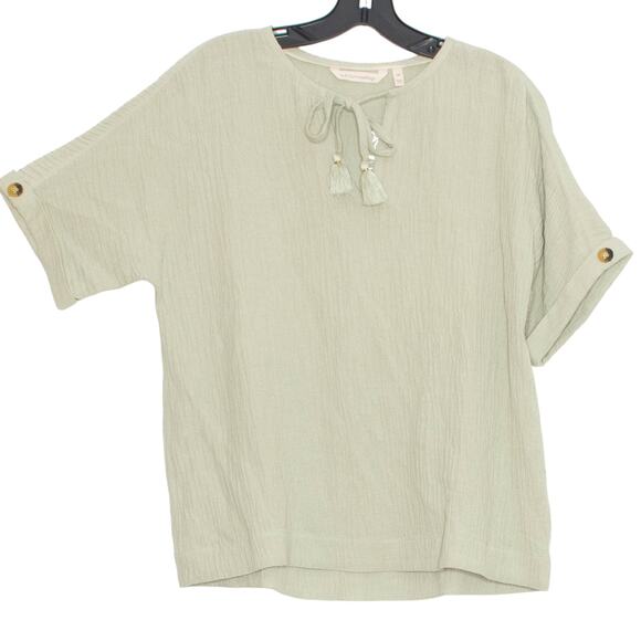 NWOT Soft Surroundings Top Gauzy Boho Minimalist Coastal Cottage Earthy Retro XS - Picture 1 of 5